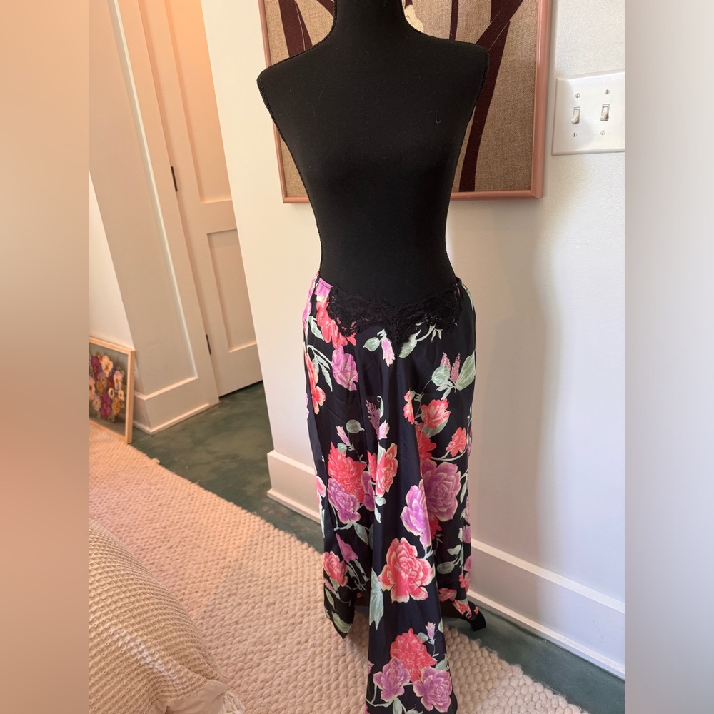 Free People Floral Silk Skirt
